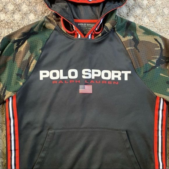Polo Sport Ralph Lauren Stadium Camo Black Hoodie Small - Picture 5 of 10